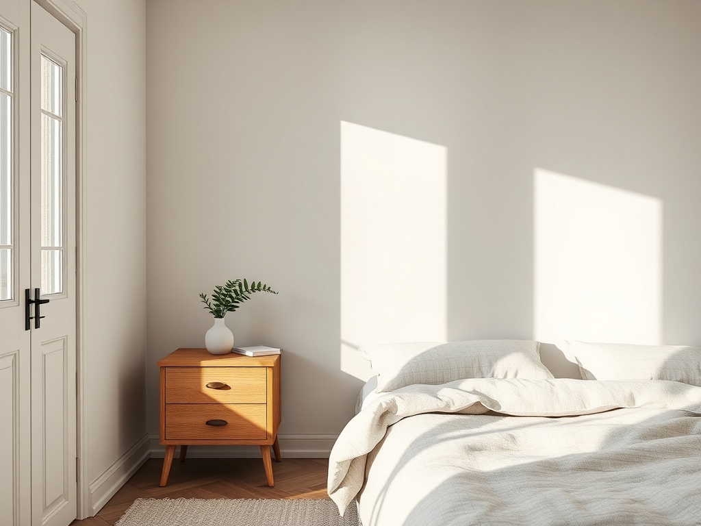 Scandinavian bedroom designed with an AI interior design app